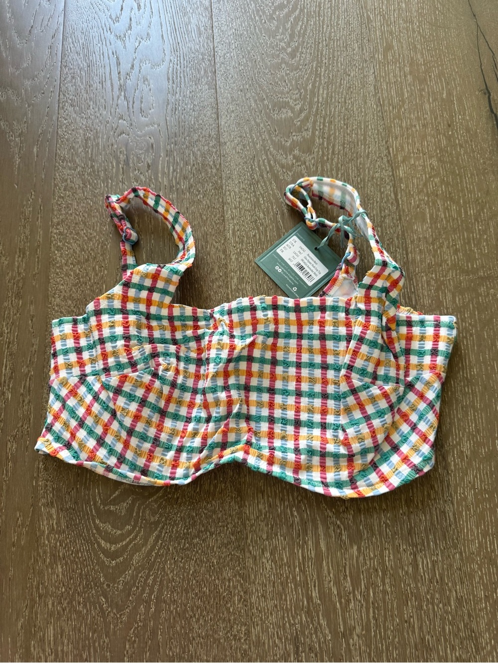 Panache swim Gina square neck seersucker crop top